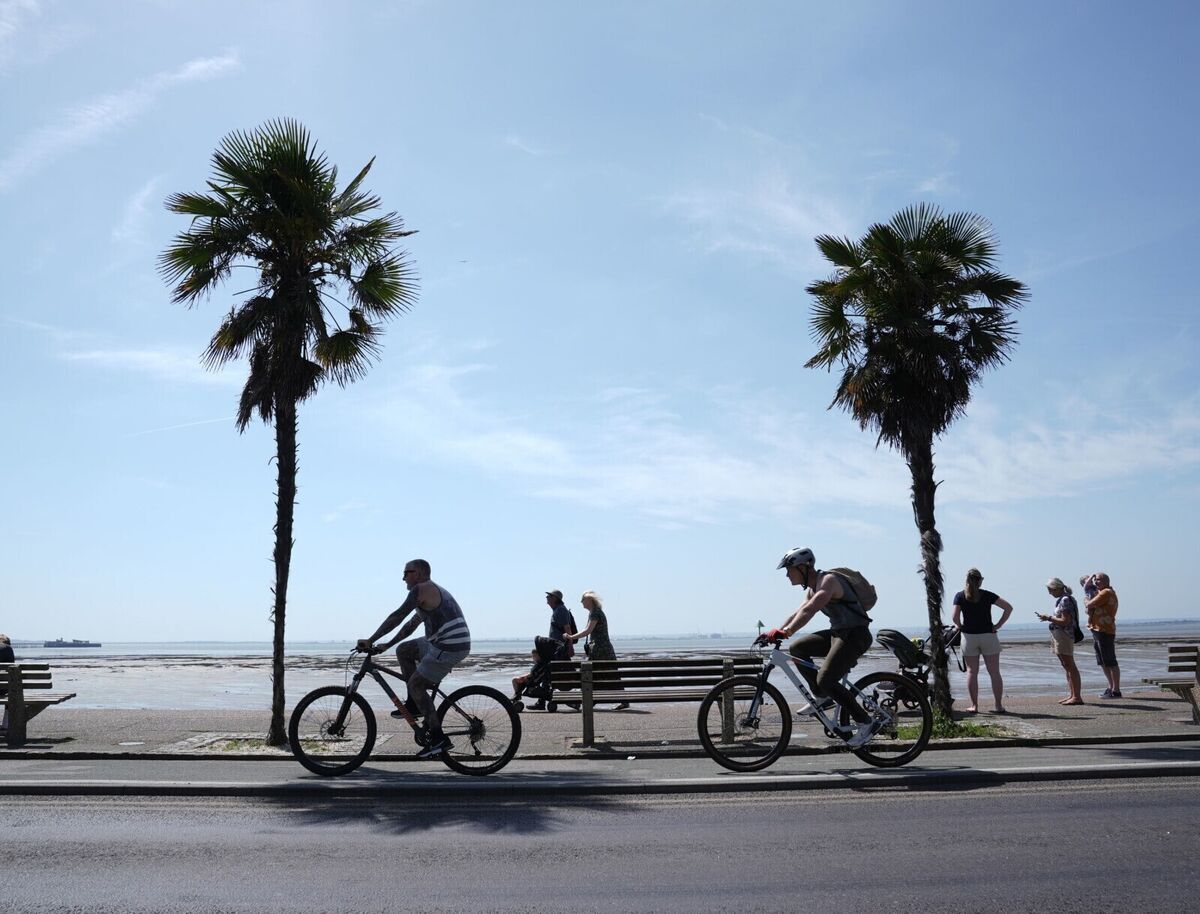 People cycling along the seafront in Southend-on-Sea, Essex, on Friday. Picture: Stefan Rousseau/PA Wire