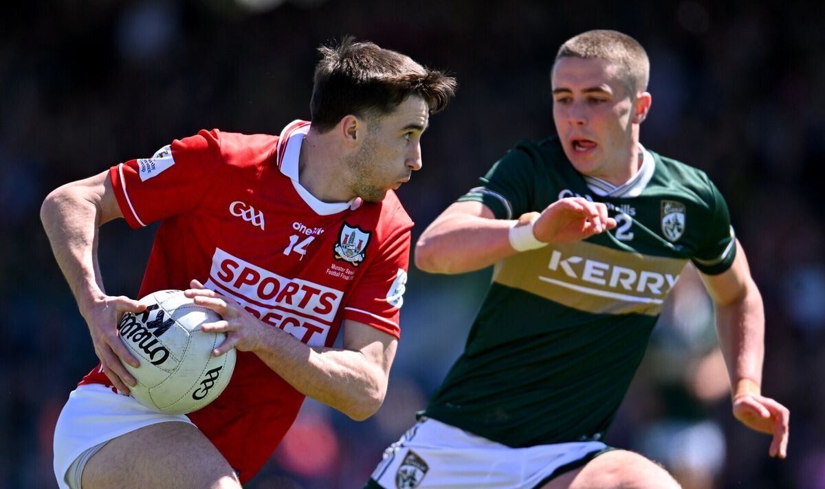 Chris Óg Jones of Cork in action against Evan Looney of Kerry during the Munster GAA Football Senior Championship final match between Kerry and Cork at Fitzgerald Stadium in Killarney, Kerry. Photo by Paul Phelan/Sportsfile Chris Óg Jones of Cork in action against Evan Looney of Kerry during the Munster GAA Football Senior Championship final match between Kerry and Cork at Fitzgerald Stadium in Killarney, Kerry. Photo by Paul Phelan/Sportsfile