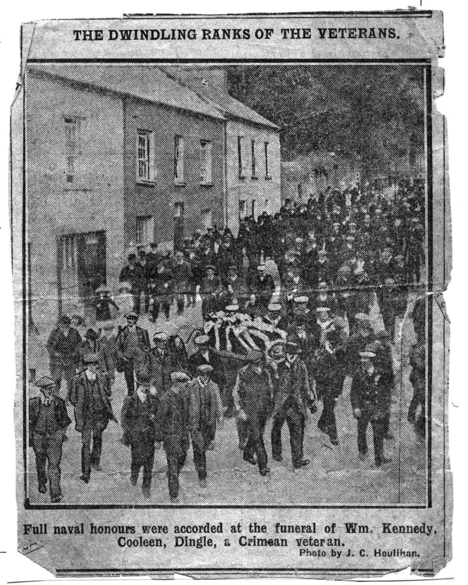 A newspaper clipping covering the full naval honours that were accorded at William’s funeral during July 1913 in Dingle.