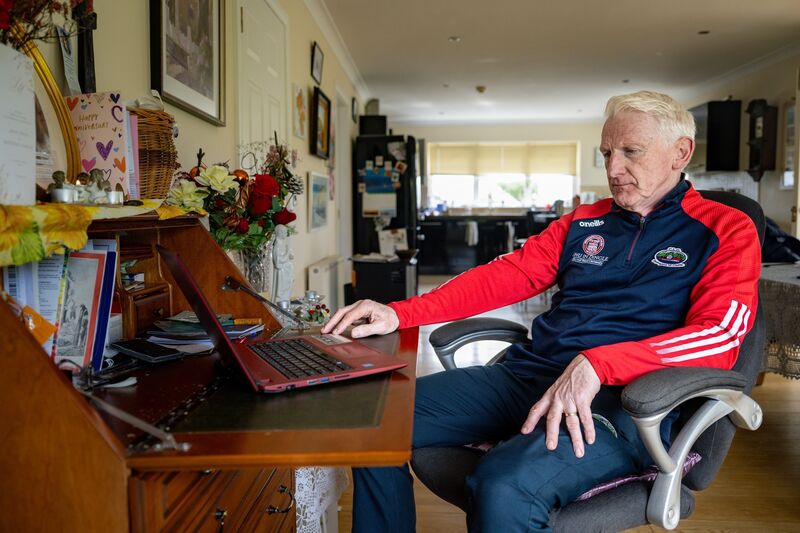 Author Liam O’Connor at the desk where much of his debut novel, The Sailor and Seamstress, was written at his home. Picture: Chani Anderson