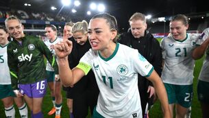 <p>WORLD'S NUMBER 1?: Katie McCabe leads the Ireland huddle. Pic: Stephen McCarthy/Sportsfile</p>