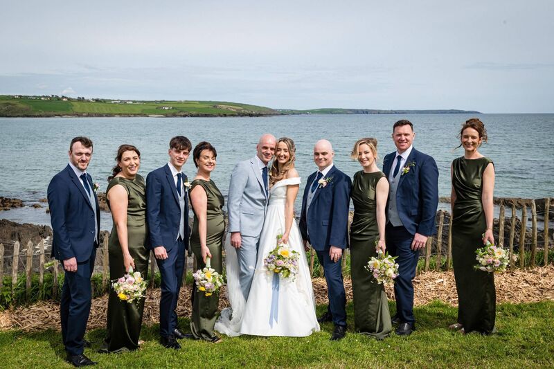 Roisín Lynch and Aidan Pendlebury with their wedding party. Roisín Lynch and Aidan Pendlebury with their wedding party.