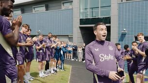<p>SURPRISE: Seamus Coleman was honoured by all the Everton staff and his family at the club’s Finch Farm training ground on Friday afternoon. Pic: Everton FC. </p> <p>SURPRISE: Seamus Coleman was honoured by all the Everton staff and his family at the club’s Finch Farm training ground on Friday afternoon. Pic: Everton FC. </p>