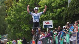 <p> Liam Flanagan of USA: APS Pro Cycling team wins stage 3 into Enniscorthy. Photo: Lorraine O'Sullivan </p>