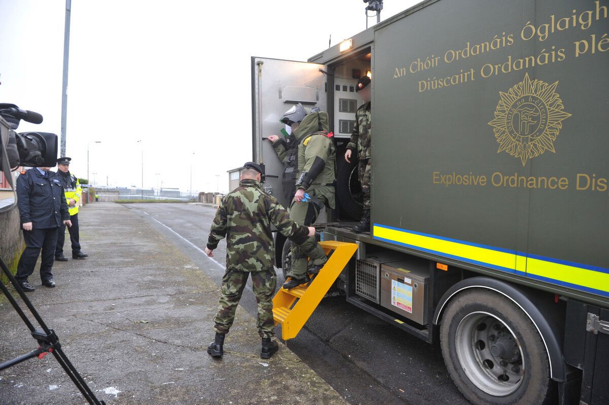 Members of Explosive Ordnance Disposal, the Irish Defence Forces' bomb disposal unit, arriving to investigate — and, if necessary, neutralise — a suspect device in 2015. Picture: Irish Examiner Archive/Dan Linehan