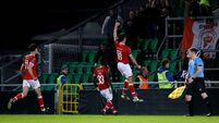 Carl McHugh celebrates scoring his side’s second goal late in the game 22/5/2026