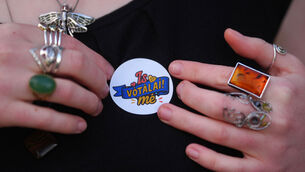 <p>Stickers were handed out to voters at some polling stations (Brian Lawless/PA)</p> <p>Stickers were handed out to voters at some polling stations (Brian Lawless/PA)</p>