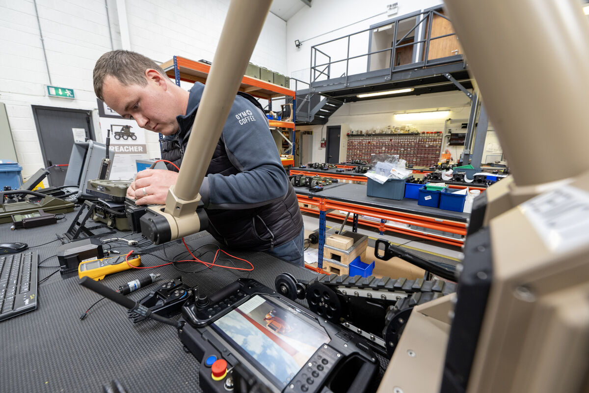 Conor Walsh in the lab at Reamda in Tralee. Founder and managing director Padraig O’Connor says: ‘We started making robots in 2012... We began with the small ones that were 15kg and then 85kg and up to 300kg and 450kg. We have a very wide range of machines, and we make everything. Everything is made in-house.’ Pictures: Domnick Walsh