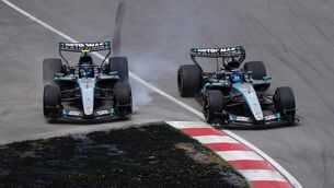 <p>SCREECHING HALT: Mercedes driver Andrea Kimi Antonelli (left) goes offroad to avoid contact with team-mate George Russell during the Sprint Race ahead of the 2026 Canadian Grand Prix which will take place on Sunday. Picture date: Saturday May 23, 2026.</p>
