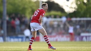 <p>Steven Sherlock of Cork celebrates kicking a two-point score. Pic: Ben McShane/Sportsfile</p>