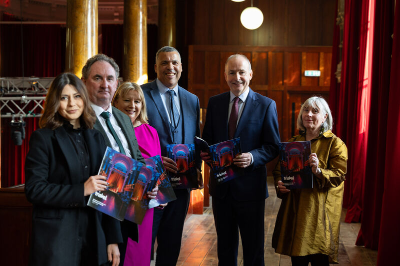 Taoiseach Micheál Martin and Triskel Arts Centre artistic director Tony Sheehan with Triskel board members Raluca Saceanu, Paula Cogan, Rob Worrall, and Colette Kelleher at the launch last November of the centre's three-year strategic plan. Picture: Darragh Kane Taoiseach Micheál Martin and Triskel Arts Centre artistic director Tony Sheehan with Triskel board members Raluca Saceanu, Paula Cogan, Rob Worrall, and Colette Kelleher at the launch last November of the centre's three-year strategic plan. Picture: Darragh Kane
