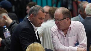 <p>Independent Ireland candidate Noel Thomas (left) with Independent Ireland TD Michael Collins at the count centre in Galway. Picture: Niall Carson/PA Wire</p> <p>Independent Ireland candidate Noel Thomas (left) with Independent Ireland TD Michael Collins at the count centre in Galway. Picture: Niall Carson/PA Wire</p>