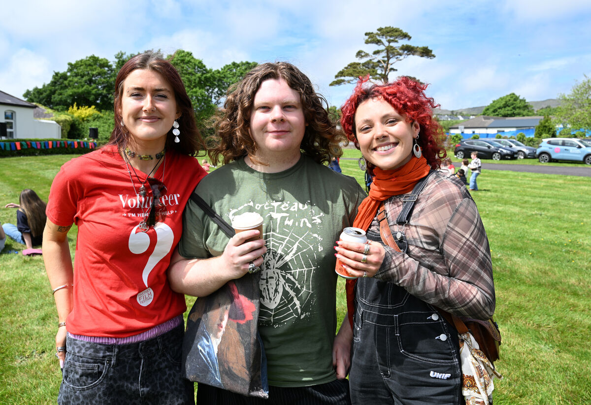 Rachel O'Donovan, Fionn O'Leary, and Eileen O'Donovan in Schull. 