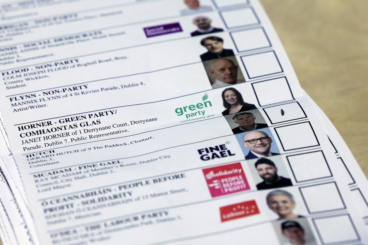 A ballot paper showing a first preference for independent candidate Gerard Hutch at the count for the Dublin Central by-election at the RDS, Dublin. Picture: Conor O Mearain/PA Wire A ballot paper showing a first preference for independent candidate Gerard Hutch at the count for the Dublin Central by-election at the RDS, Dublin. Picture: Conor O Mearain/PA Wire