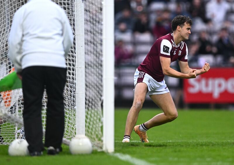 Robert Finnerty of Galway celebrates scoring his side's third goal during the win over Kildare. Photo by Piaras Ó Mídheach/Sportsfile Robert Finnerty of Galway celebrates scoring his side's third goal during the win over Kildare. Photo by Piaras Ó Mídheach/Sportsfile
