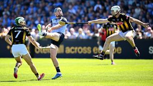 <p>John Hetherton of Dublin in action against Kilkenny players Mikey Carey, right, and Paddy Deegan. Pic: Seb Daly/Sportsfile</p>