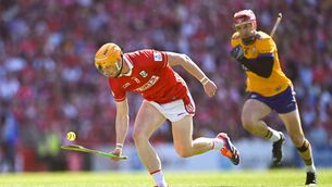 <p>Shane Barrett of Cork gets away from John Conlon of Clare. Pic: Piaras Ó Mídheach/Sportsfile</p> <p>Shane Barrett of Cork gets away from John Conlon of Clare. Pic: Piaras Ó Mídheach/Sportsfile</p>