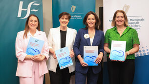 <p>(Left to right) Emer Higgins, minister of state at the Department of Children, Disability and Equality with special responsibility for Disability, Norma Foley, minister for Children, Disability and Equality, Jennifer Carroll MacNeill, minister for Health and Anne O'Connor, HSE CEO at the launch of the Autism Assessment and Intervention Pathway Protocol. Photo: Sasko Lazarov/Photocall Ireland</p>