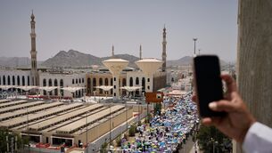 Muslim pilgrims leave after offering noon prayers at Namirah mosque during the annual Hajj pilgrimage (AP) Muslim pilgrims leave after offering noon prayers at Namirah mosque during the annual Hajj pilgrimage (AP)