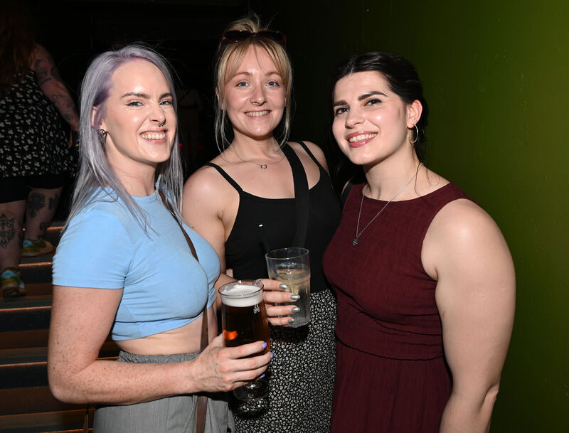 Sara Dennehy, Sarah O'Callaghan and Leah Aftab at the Kneecap concert to launch their new album Fenian at The Savoy, Cork. Picture; Eddie O'Hare Sara Dennehy, Sarah O'Callaghan and Leah Aftab at the Kneecap concert to launch their new album Fenian at The Savoy, Cork. Picture; Eddie O'Hare