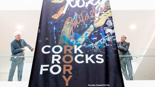 <p>Rory Gallagher's brother Dónal and nephew Eoin Gallagher at the launch of the inaugural Cork Rocks for Rory in 2025. Picture: Darragh Kane.</p>