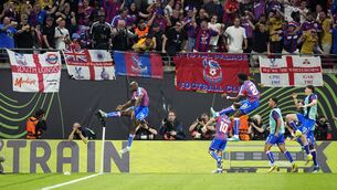 <p>Crystal Palace's Jean-Philippe Mateta (left) celebrates scoring their side's first goal. Pic: Jordan Pettitt/PA Wire.</p> <p>Crystal Palace's Jean-Philippe Mateta (left) celebrates scoring their side's first goal. Pic: Jordan Pettitt/PA Wire.</p>