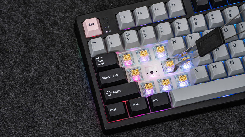 Personalise your typing experience with hot-swappable 5-pin switches. Picture: Epomaker. Personalise your typing experience with hot-swappable 5-pin switches. Picture: Epomaker.