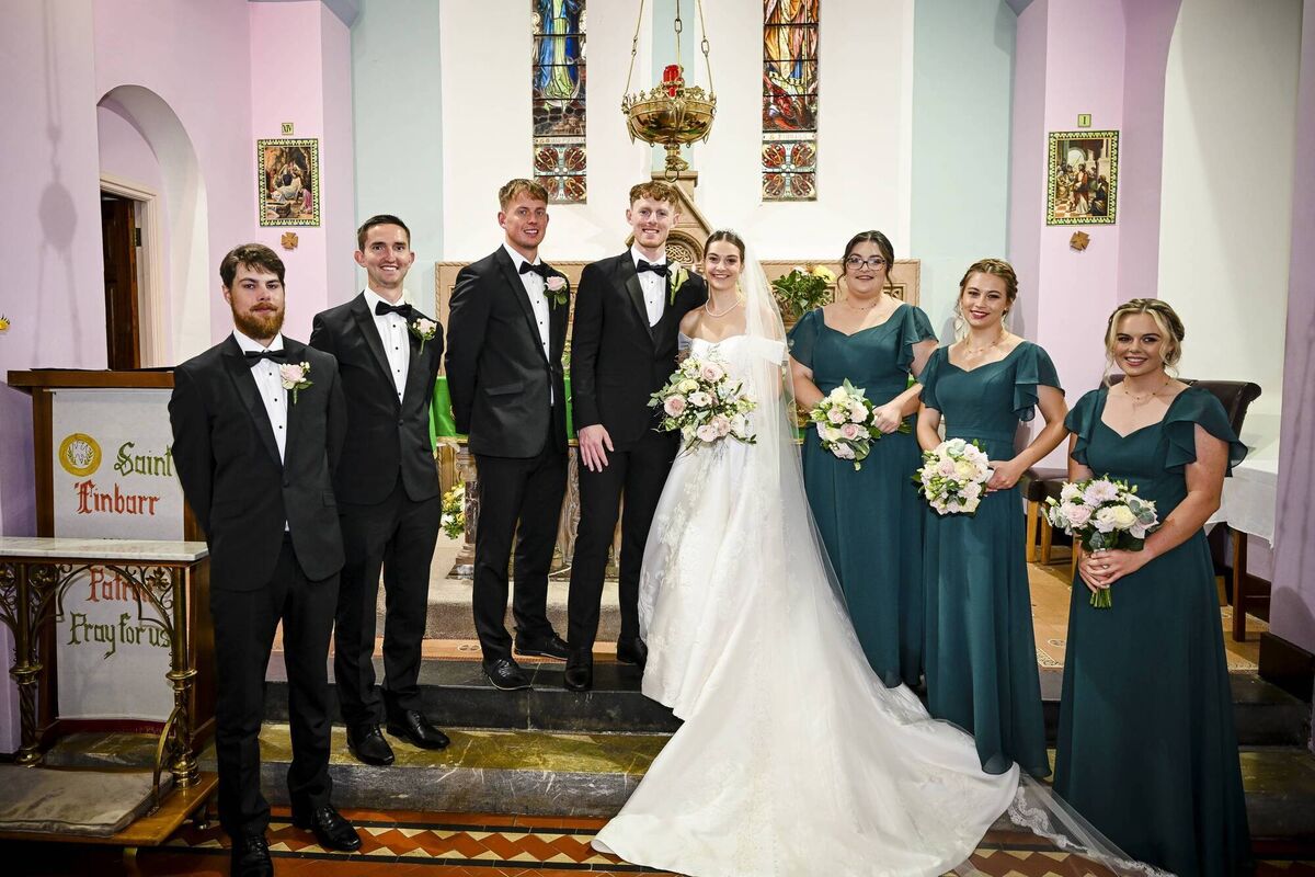 Elisabeth Villa and Anthony McSweeney with their wedding party. Pictures: John Sexton Photography Elisabeth Villa and Anthony McSweeney with their wedding party. Pictures: John Sexton Photography