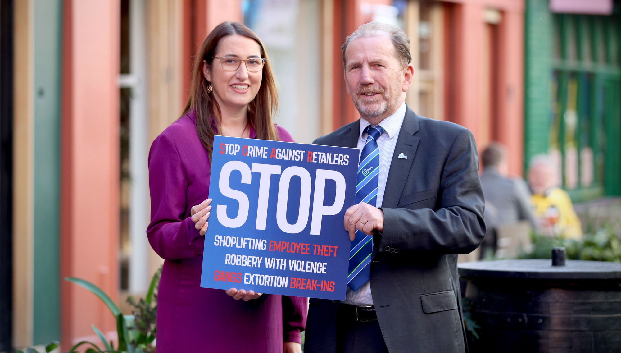 Minister Emer Higgins with CSNA chief executive Vincent Jennings launching the initiative 'Stop Crime Against Retailers'. File picture: Sasko Lazarov