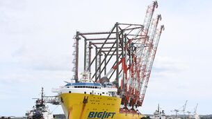 <p>The Biglift vessel Baffin leaves Cork with three Killarney-manufactured Liebherr Ship to Shore port cranes on board. Revenue at Kerry container crane company Liebherr jumped by more than €40m. Picture: Larry Cummins</p> <p>The Biglift vessel Baffin leaves Cork with three Killarney-manufactured Liebherr Ship to Shore port cranes on board. Revenue at Kerry container crane company Liebherr jumped by more than €40m. Picture: Larry Cummins</p>