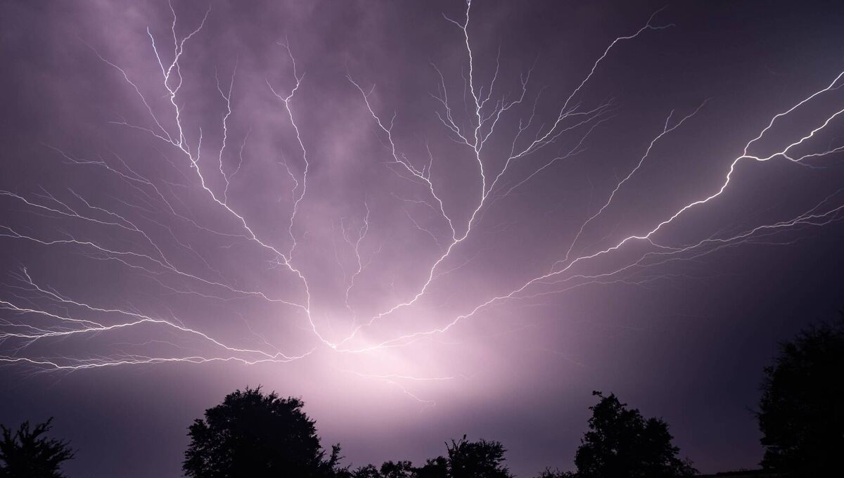 An image of a 'crawler' captured by storm chaser Noel Fitzpatrick. The phenomenon refers to an unusual type of lightning that travels horizontally across the sky. 