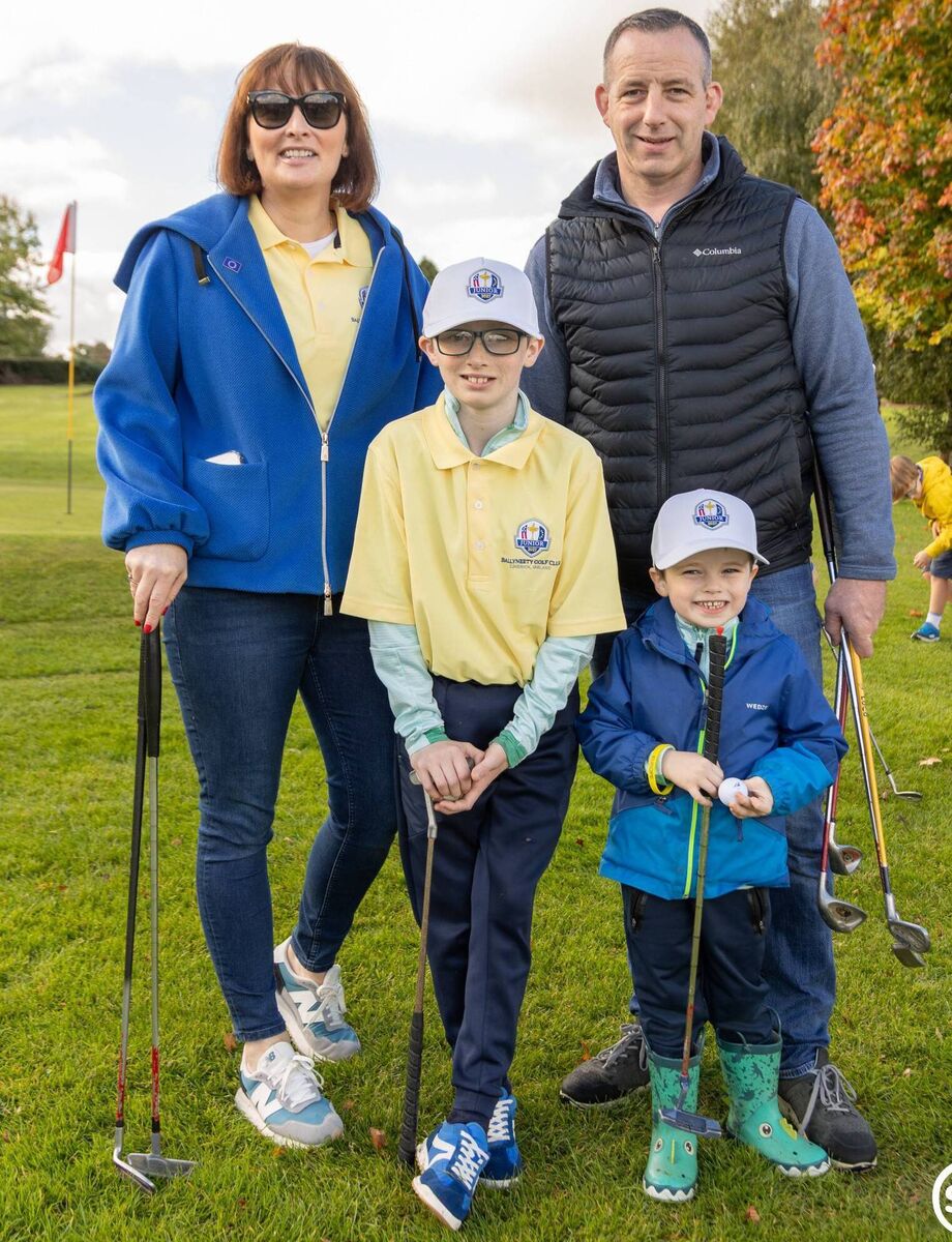 Michelle and Ciarán Gallagher with their sons Fionn and Conán. 'We were able to buy tickets for ourselves and our two sons, and we’re gonna go up on the Thursday, which is the opening ceremony and the final day of the Junior Ryder Cup.' Picture: Eamon Doody Michelle and Ciarán Gallagher with their sons Fionn and Conán. 'We were able to buy tickets for ourselves and our two sons, and we’re gonna go up on the Thursday, which is the opening ceremony and the final day of the Junior Ryder Cup.' Picture: Eamon Doody