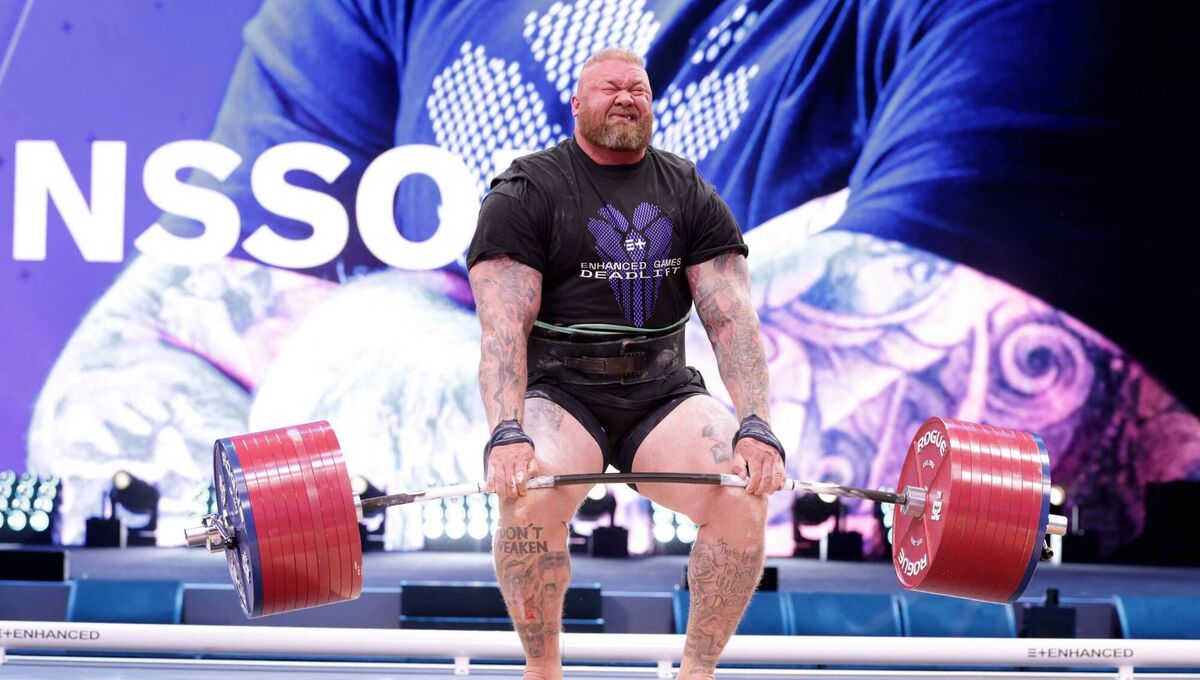 Hafþór Júlíus Björnsson competes during the Enhanced Games at Resorts World Las Vegas on May 24, 2026 in Las Vegas, Nevada. Picture: Greg Doherty/Getty Hafþór Júlíus Björnsson competes during the Enhanced Games at Resorts World Las Vegas on May 24, 2026 in Las Vegas, Nevada. Picture: Greg Doherty/Getty