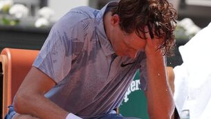 <p>Jannik Sinner looks in difficulty. Pic: Thibault Camus/AP</p> <p>Jannik Sinner looks in difficulty. Pic: Thibault Camus/AP</p>