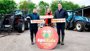 <p>(Left to right) James Claffery, Irish Rural Link: Alma Jordan, founder of Agrikids, and minister for agriculture Martin Heydon launching an initiative to promote farm safety awareness among children and young people at public events and shows nationwide.</p> <p>(Left to right) James Claffery, Irish Rural Link: Alma Jordan, founder of Agrikids, and minister for agriculture Martin Heydon launching an initiative to promote farm safety awareness among children and young people at public events and shows nationwide.</p>