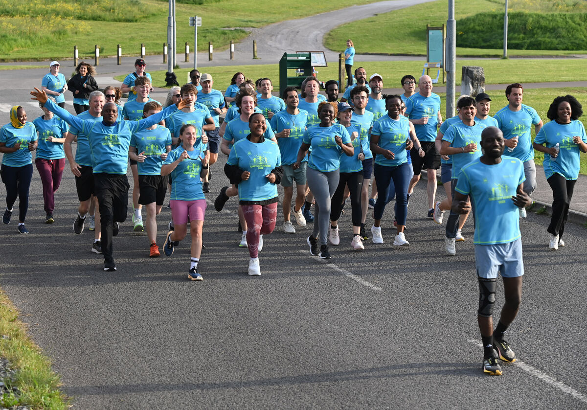 Rabie Gohar leads the Sanctuary Runners during their final training at Tramore Valley Park ahead of Sunday's Cork City marathon. Rabie Gohar leads the Sanctuary Runners during their final training at Tramore Valley Park ahead of Sunday's Cork City marathon.