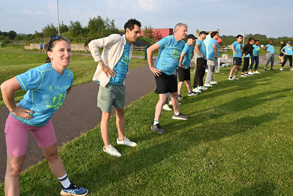 Sanctuary Runners warming up during their final training at Tramore Valley Park ahead of Sunday's Cork City marathon. Sanctuary Runners warming up during their final training at Tramore Valley Park ahead of Sunday's Cork City marathon.