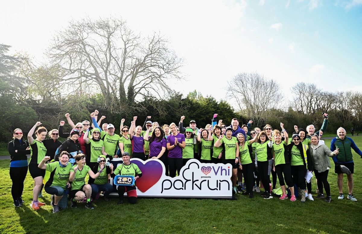Vhi Womens Mini Marathon ambassadors Aimee Connolly, Nathalie Lennon and Clóda Scanlon were recently joined by Vhi ambassador and Olympian David Gillick at Porterstown parkrun where Vhi hosted a special Vhi Run Series event ahead of the Vhi Women's Mini Marathon this weekend. Picture: Ben McShane/Sportsfile. Vhi Womens Mini Marathon ambassadors Aimee Connolly, Nathalie Lennon and Clóda Scanlon were recently joined by Vhi ambassador and Olympian David Gillick at Porterstown parkrun where Vhi hosted a special Vhi Run Series event ahead of the Vhi Women's Mini Marathon this weekend. Picture: Ben McShane/Sportsfile.