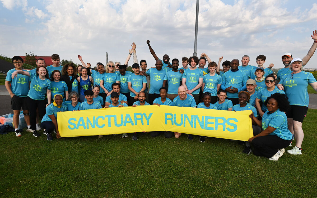 Sanctuary Runners at their final training session in Tramore Valley Park ahead of Sunday's Cork city marathon. Picture; Eddie O'Hare Sanctuary Runners at their final training session in Tramore Valley Park ahead of Sunday's Cork city marathon. Picture; Eddie O'Hare
