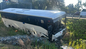 The bus on Interstate 95 in near Quantico (Virginia State Police via AP) The bus on Interstate 95 in near Quantico (Virginia State Police via AP)