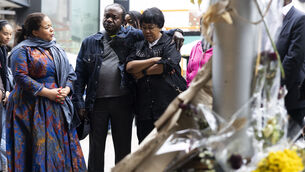 <p>Foreign minister of the Democratic Republic of Congo, Ms. Thérèse Kayikwamba Wagner with Jean Claude the uncle of Yves Sakila and Angel Issemezey Anzibistep the step mother of Yves Sakila at the memorial where he was restrained and later died on Henry Street in Dublin. Photo: Sam Boal/Collins Photos</p> <p>Foreign minister of the Democratic Republic of Congo, Ms. Thérèse Kayikwamba Wagner with Jean Claude the uncle of Yves Sakila and Angel Issemezey Anzibistep the step mother of Yves Sakila at the memorial where he was restrained and later died on Henry Street in Dublin. Photo: Sam Boal/Collins Photos</p>