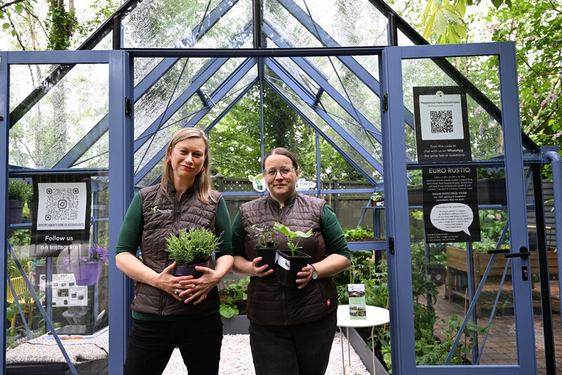 Lisa Rauch and Anne Krey of Peppermint Farm Glasshouses, Minane Bridge, Cork, exhibiting at Mallow Home & Garden Festival. Picture: Larry Cummins Lisa Rauch and Anne Krey of Peppermint Farm Glasshouses, Minane Bridge, Cork, exhibiting at Mallow Home & Garden Festival. Picture: Larry Cummins