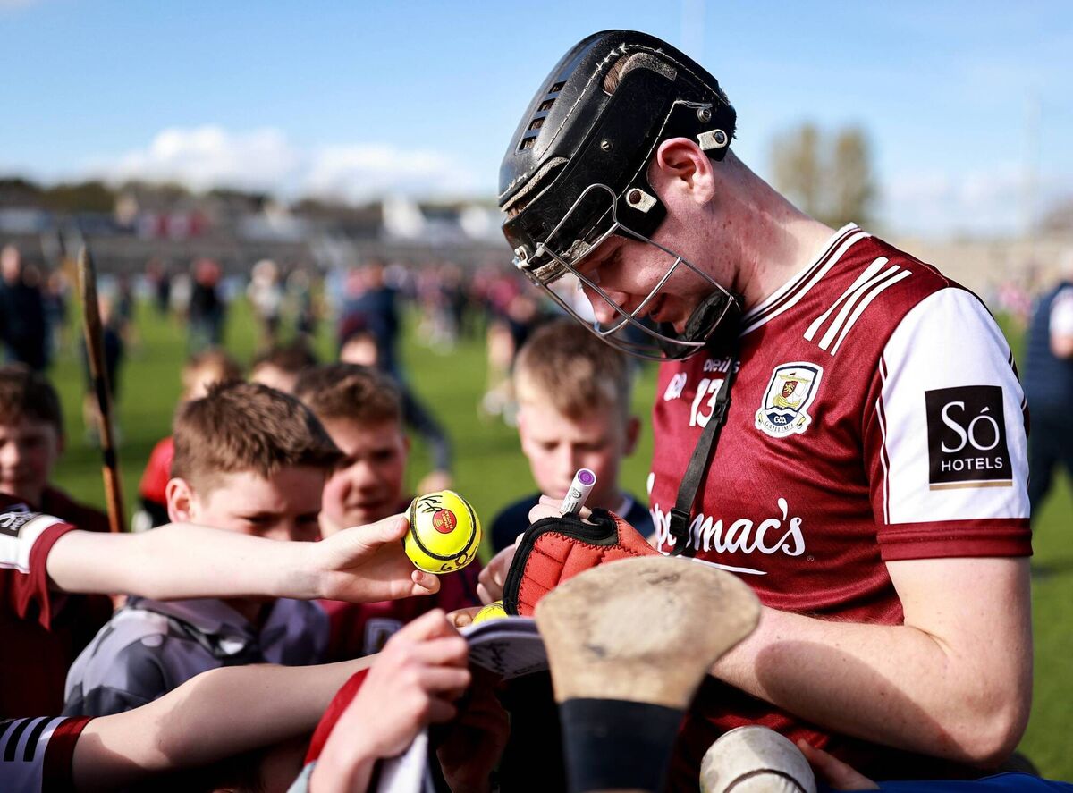 Jason Rabbitte of Galway signs autographs after his side’s victory in the Leinster SHC clash with Offaly at Pearse Stadium in Galway. Photo by Thomas Flinkow/Sportsfile Jason Rabbitte of Galway signs autographs after his side’s victory in the Leinster SHC clash with Offaly at Pearse Stadium in Galway. Photo by Thomas Flinkow/Sportsfile