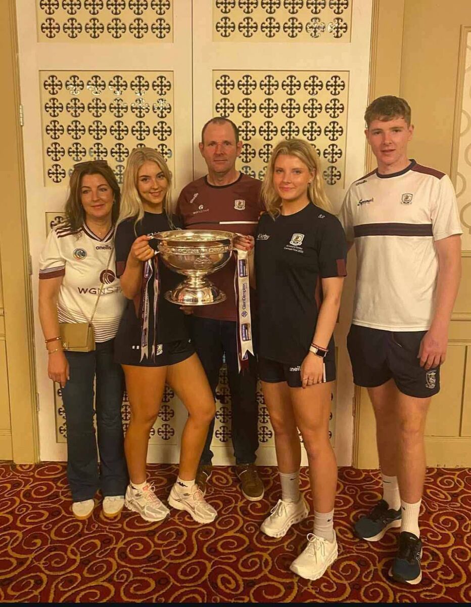 From left: Mary, Olwen, Joe, Sabina, and Jason Rabbitte. Picture from Galway team hotel after last August's All-Ireland senior Camogie final win, which Olwen and Sabina played in. From left: Mary, Olwen, Joe, Sabina, and Jason Rabbitte. Picture from Galway team hotel after last August's All-Ireland senior Camogie final win, which Olwen and Sabina played in.