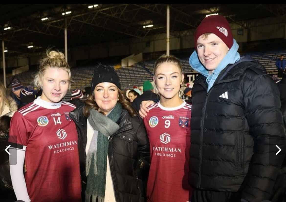 Sabina, Mary, Olwen, and Jason Rabbitte after January's All-Ireland Camogie club final win. Sabina, Mary, Olwen, and Jason Rabbitte after January's All-Ireland Camogie club final win.