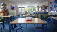 Empty Tables And Chairs In Primary Or Elementary School Classroom