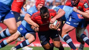 <p>Vodacom Bulls' Johan Grobbelaar tackles Munster's Michael Ala'alatoa Pic ©INPHO/Darren Stewart</p>