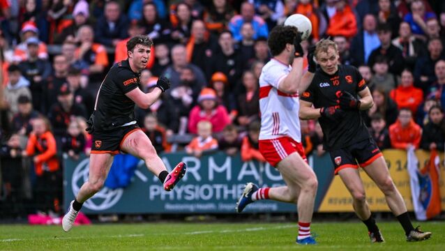 <p>Tiernan Kelly's scored Armagh's goal in their All-Ireland SFC round 1 victory over Derry. Pic: Ramsey Cardy/Sportsfile</p>