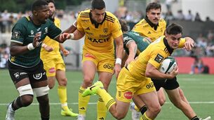 <p>La Rochelle scored 11 tries against Montauban, including two in the first half for Nolann Le Garrec. Pic: Matthieu RONDEL / AFP via Getty Images)</p>