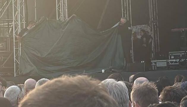 A picture taken from the crowd at The Coronas concert of Lar Kay being given privacy as they are treated by emergency services A picture taken from the crowd at The Coronas concert of Lar Kay being given privacy as they are treated by emergency services